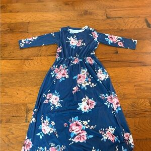 Floral Blue Kids Dress